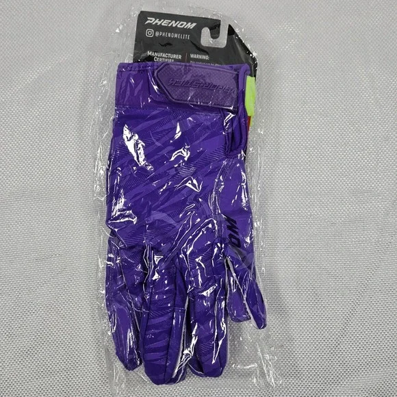 Phenom Elite Vapor-Stick Football Receiver Gloves Purple Mens 3L XXXL SFIA New - Picture 2 of 6